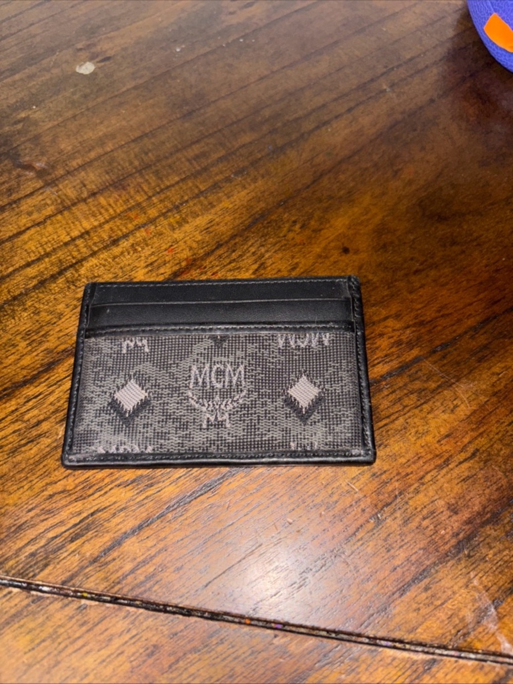 MCM Black and Gray Monogram Card Holder